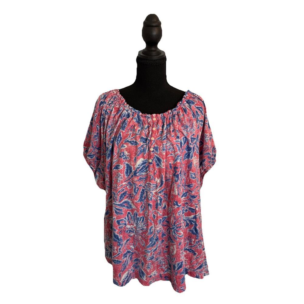 Chaps Women’s Sz 3 X Top Casual Sport Dressy Floral Pinks And Blue EUC